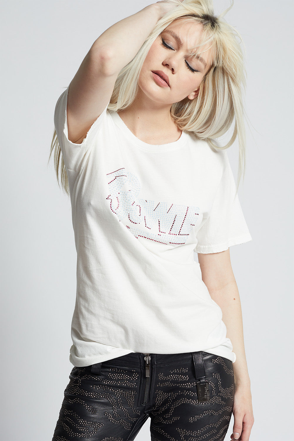 David Bowie Crystal Embellished Boyfriend Tee