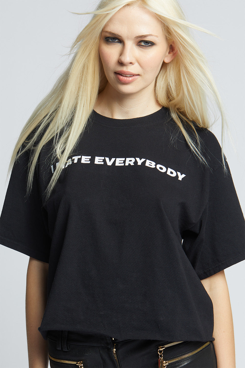 Women's I Hate Everybody Cropped T-shirt in Black