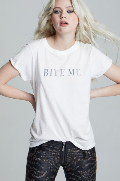 Bite Me White Fitted Tee