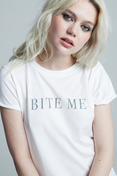 Bite Me White Fitted Tee