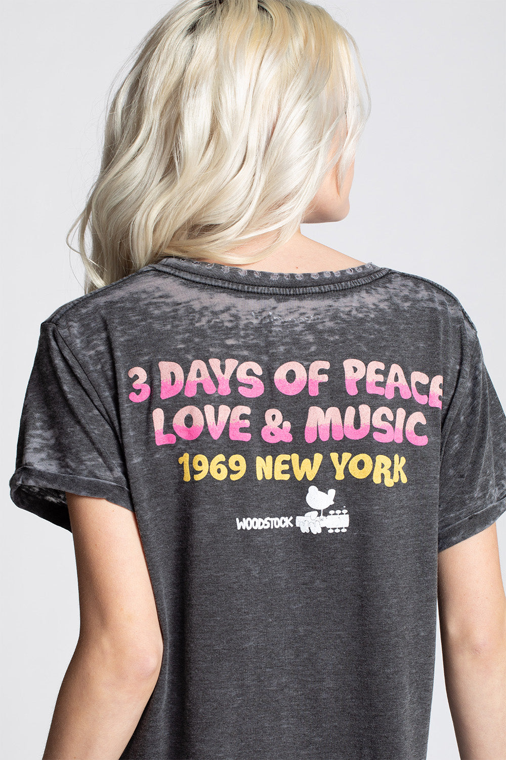 Woodstock Sun & Peace Sign Fitted Vintage Graphic Tee