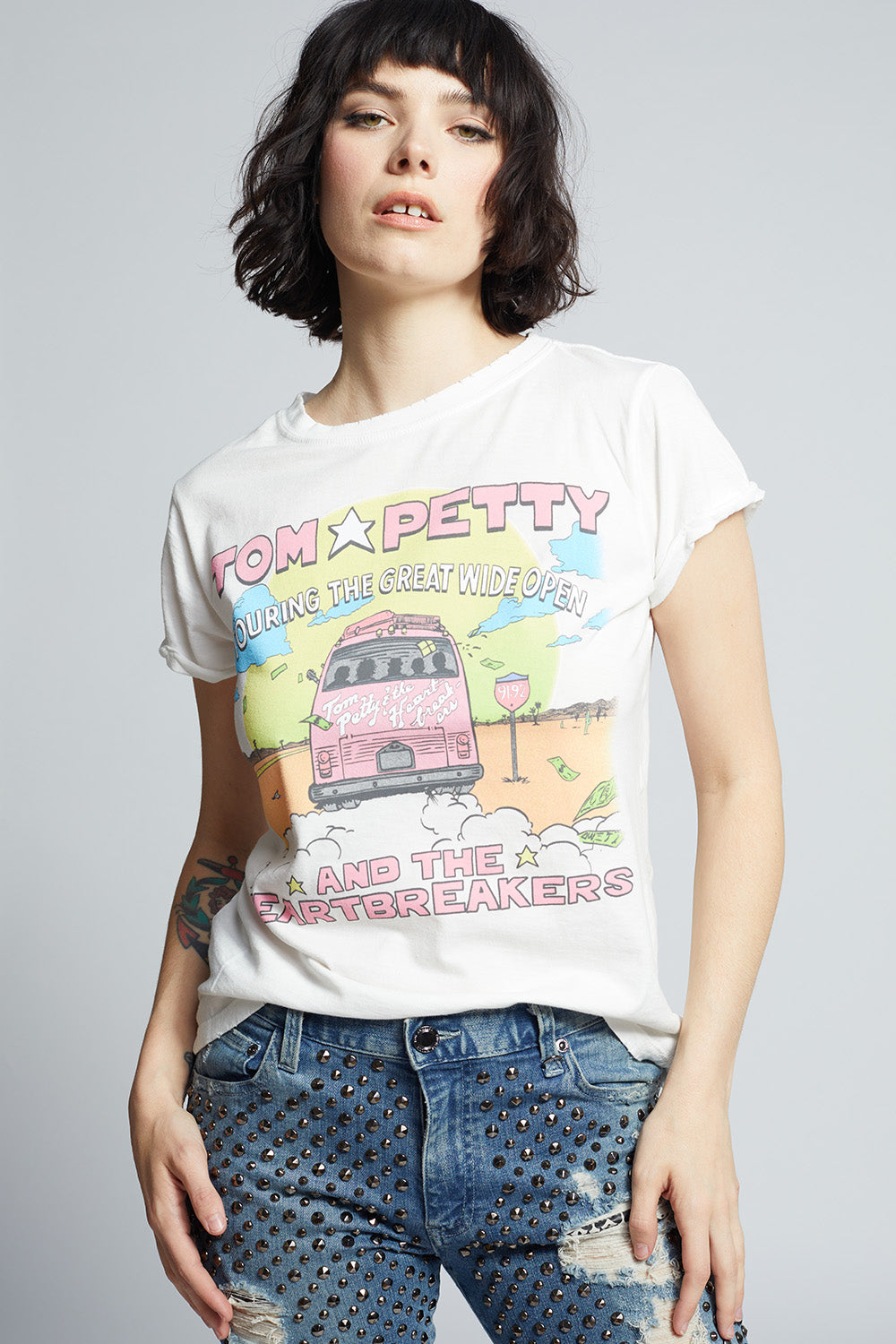 thumbnail image 2 of Men's Vintage Tom Petty & The Heartbreakers Graphic T-Shirt – Black Cotton Crew Neck, Short Sleeve (USA Made) 2 of 6