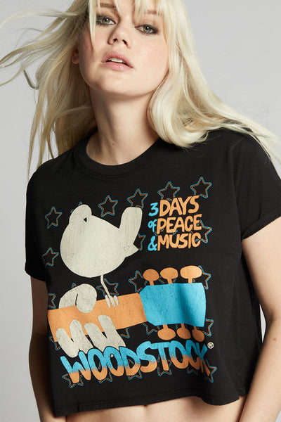 Woodstock 3 Days Of Peace Crop Tee