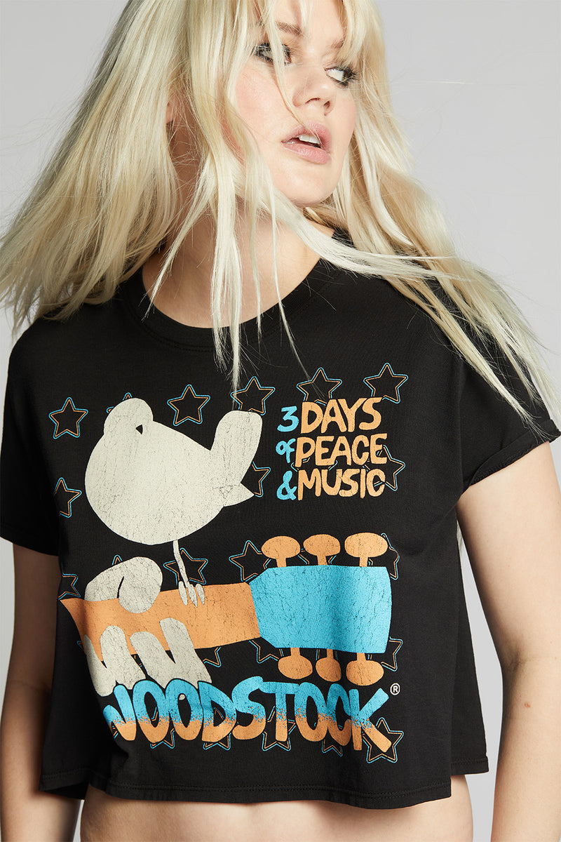 Woodstock 3 Days Of Peace Crop Tee