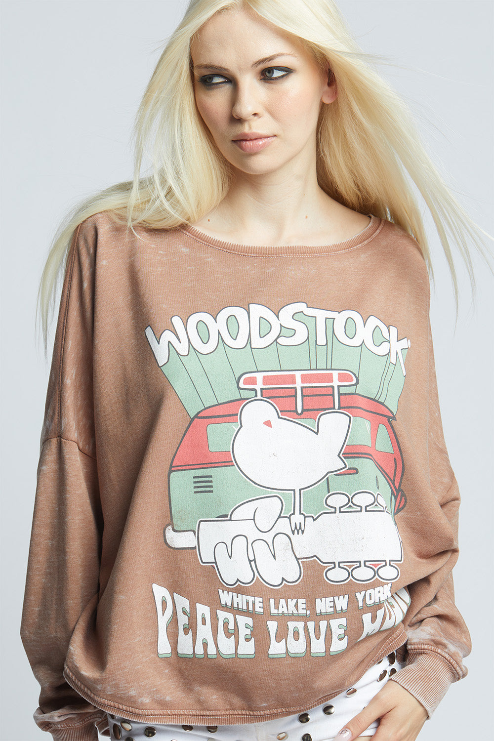 Woodstock Peace Love Music One Size Sweatshirt