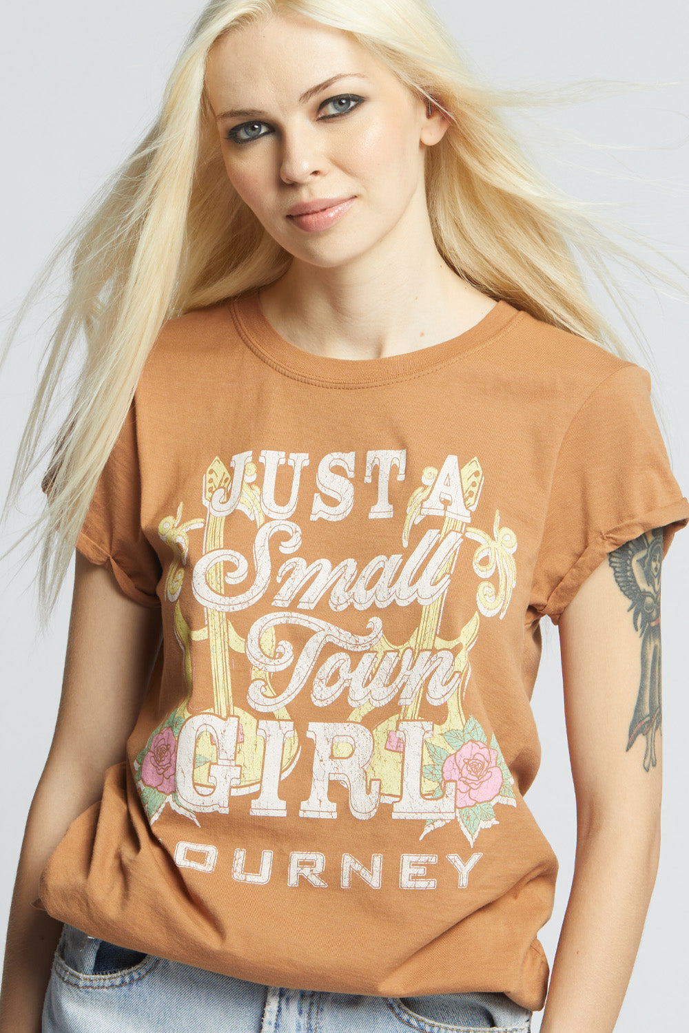 Journey Just A Small Town Girl Fitted Graphic Tee
