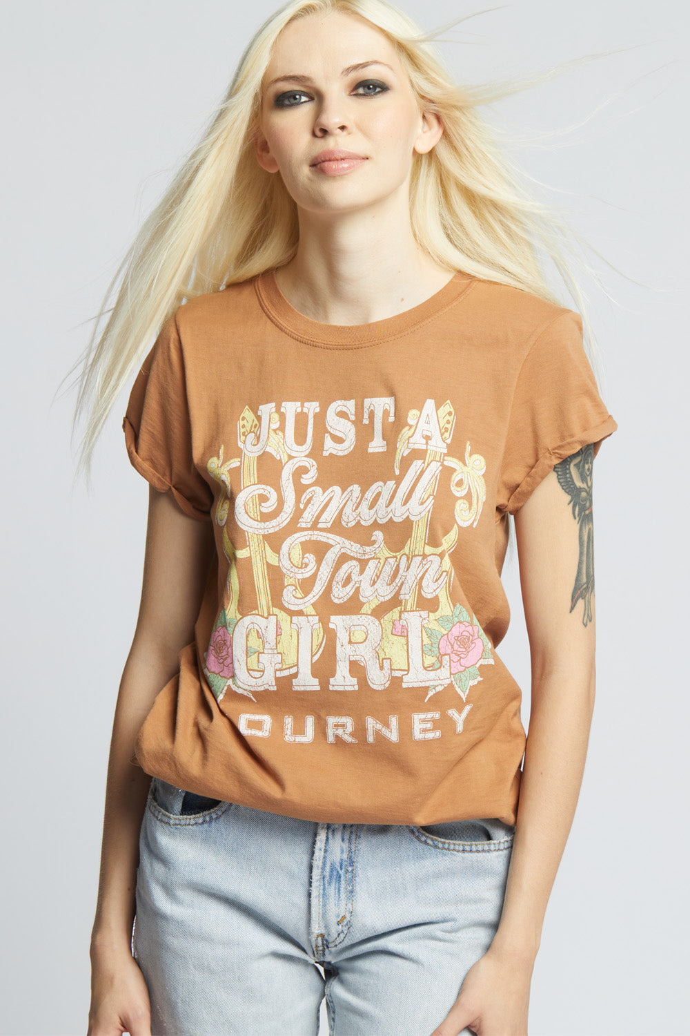 Journey Just A Small Town Girl Fitted Graphic Tee