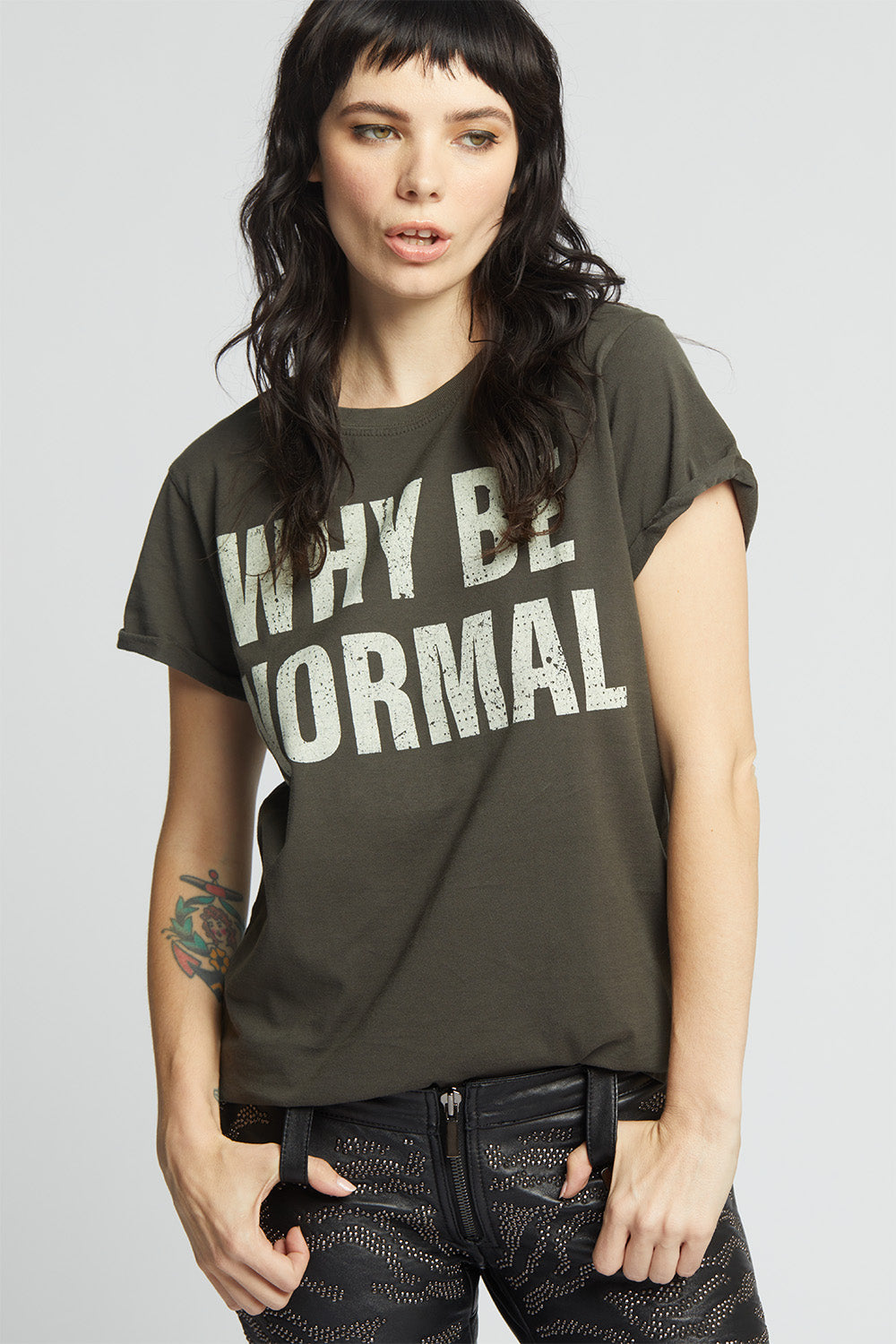 Why Be Normal Fitted Statement Tee