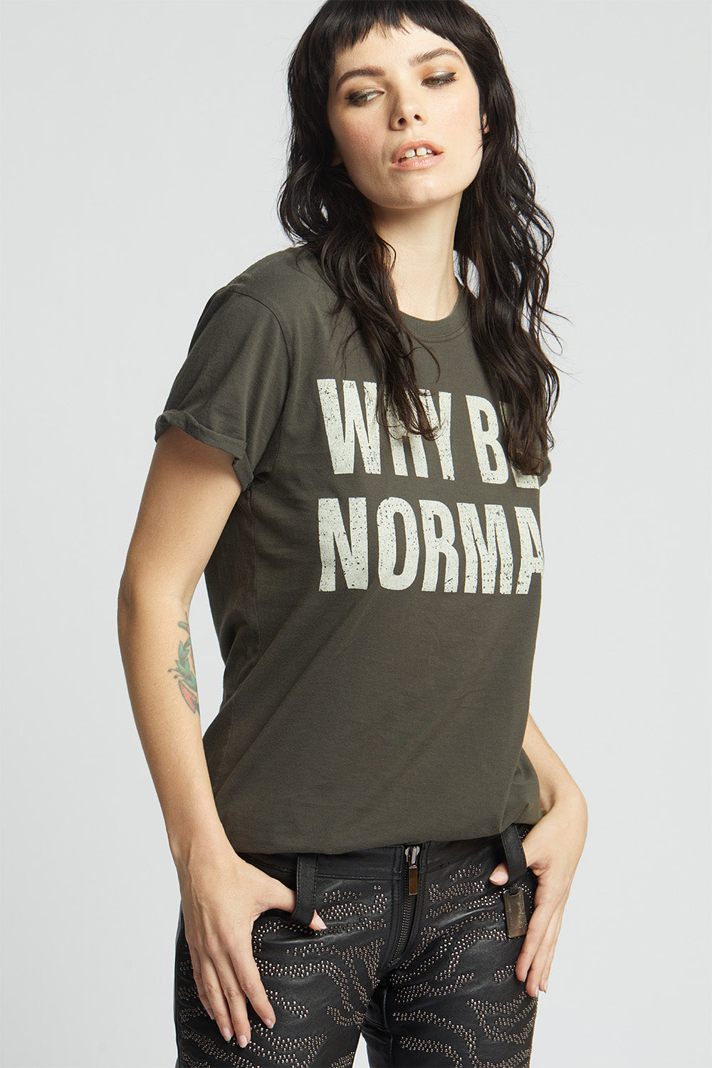 Why Be Normal Fitted Statement Tee