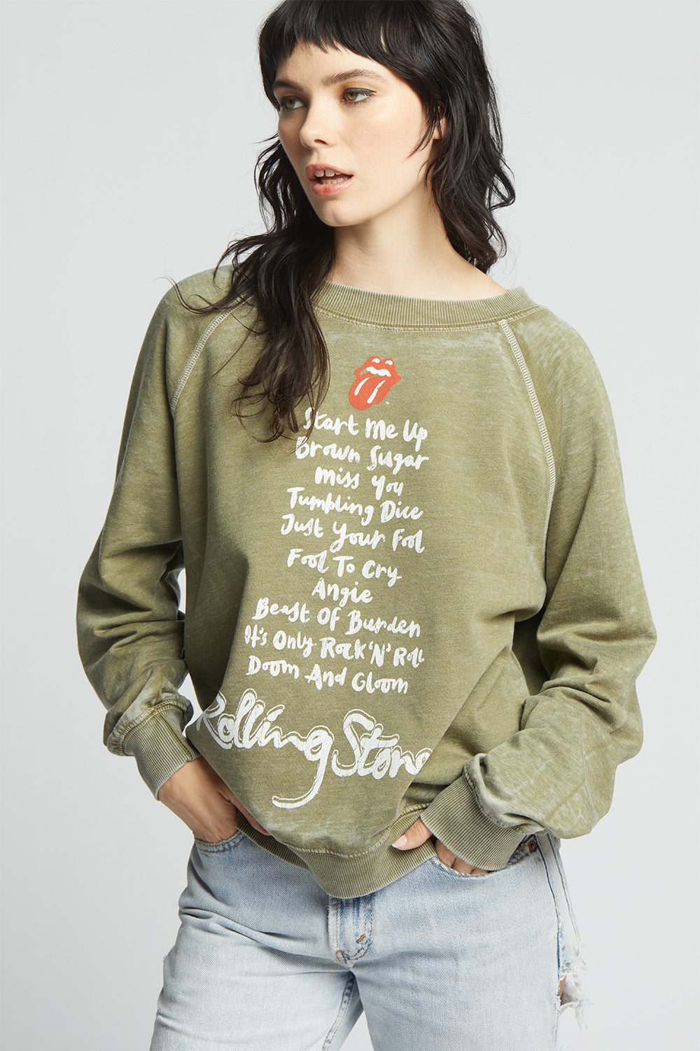 The Rolling Stones Top Hits Oversized Vintage Sweatshirt