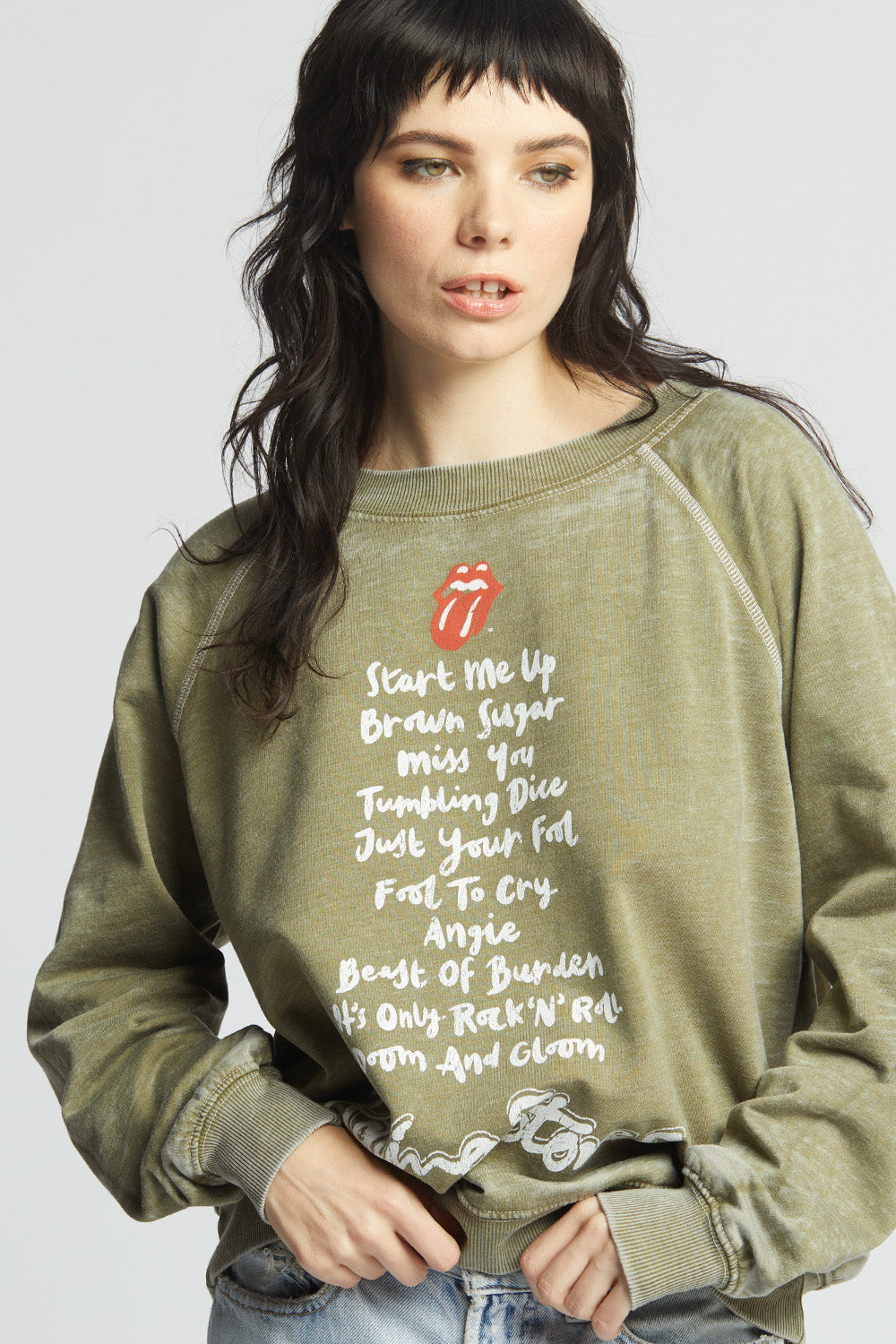 The Rolling Stones Top Hits Oversized Vintage Sweatshirt