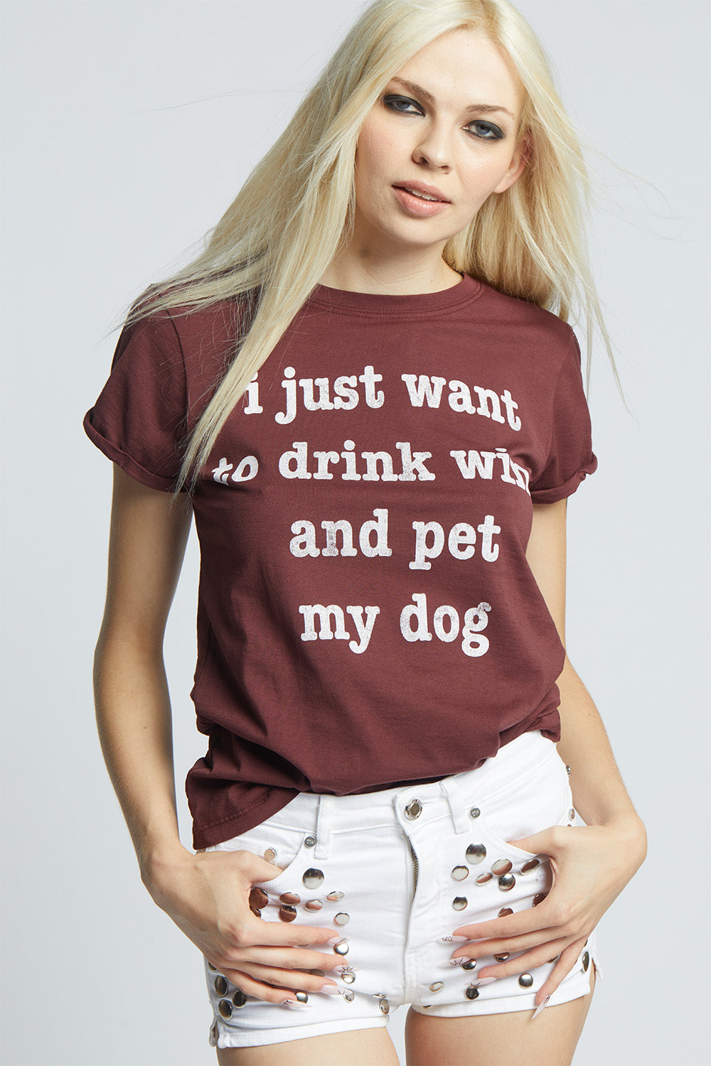 Wine and Dog Lover Fitted Statement Tee