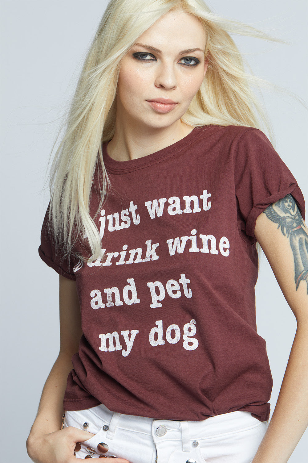 Wine and Dog Lover Fitted Statement Tee