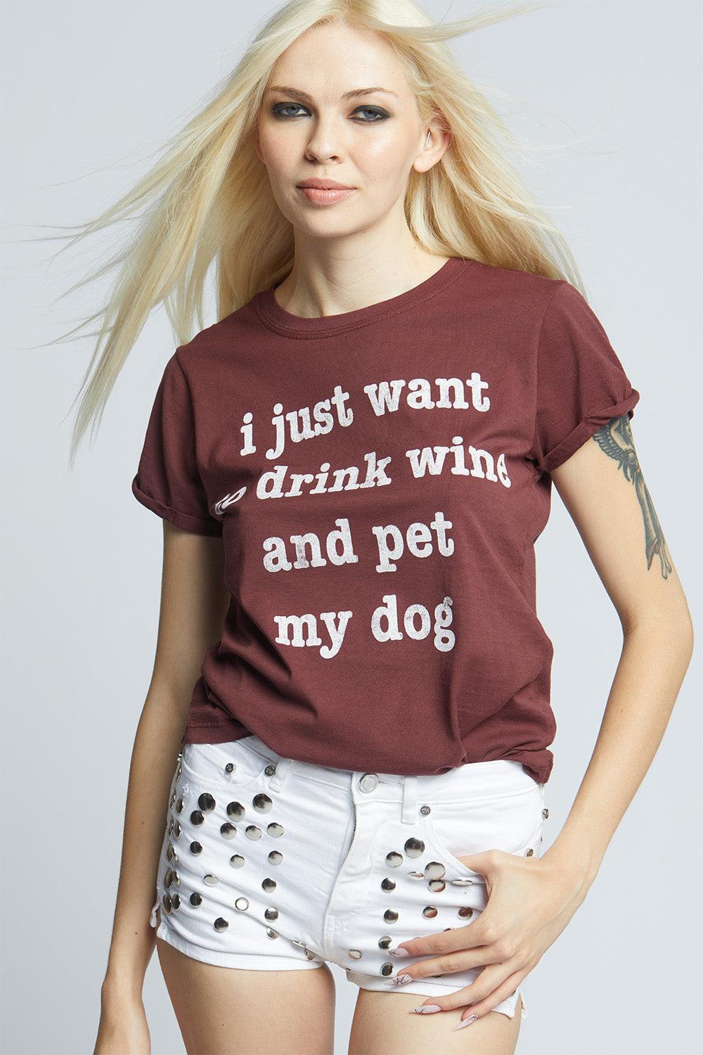 Wine and Dog Lover Fitted Statement Tee