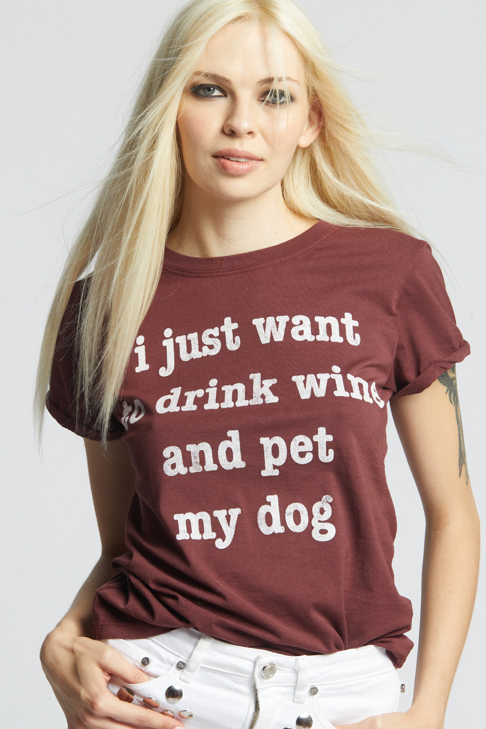 Wine and Dog Lover Fitted Statement Tee
