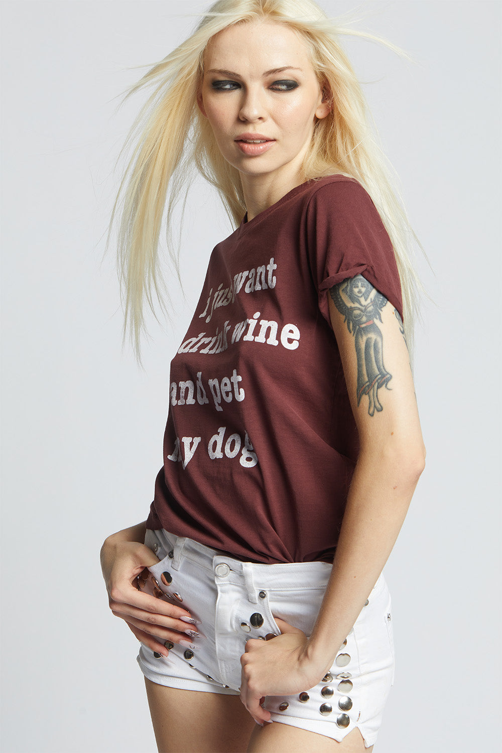 Wine and Dog Lover Fitted Statement Tee