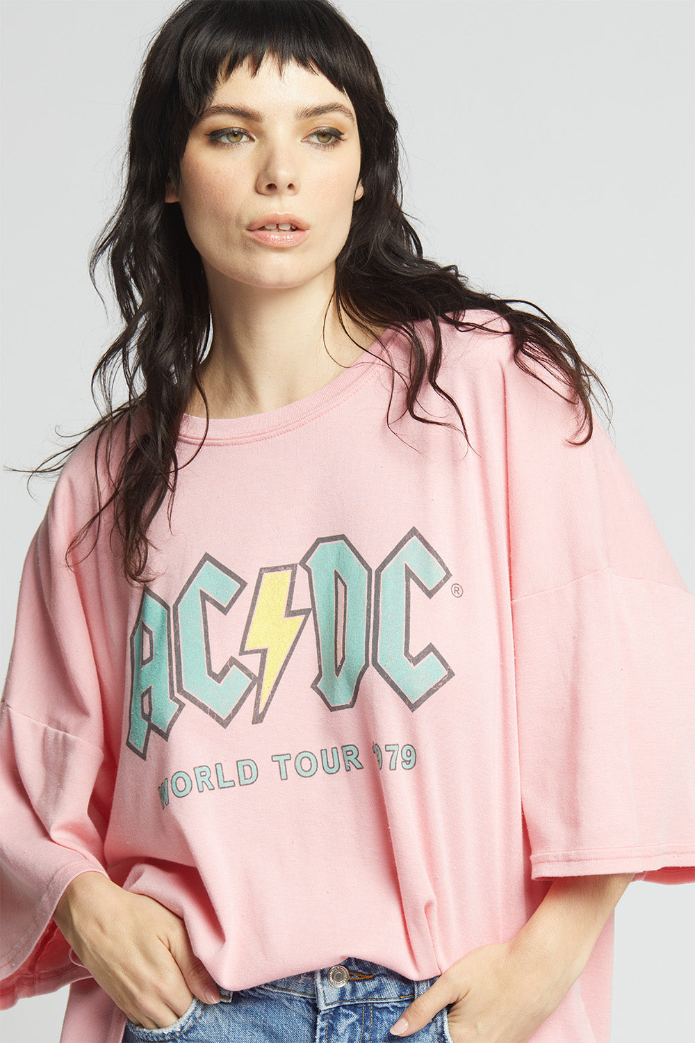 AC/DC 1979 World Tour Pink One Size Band Tee