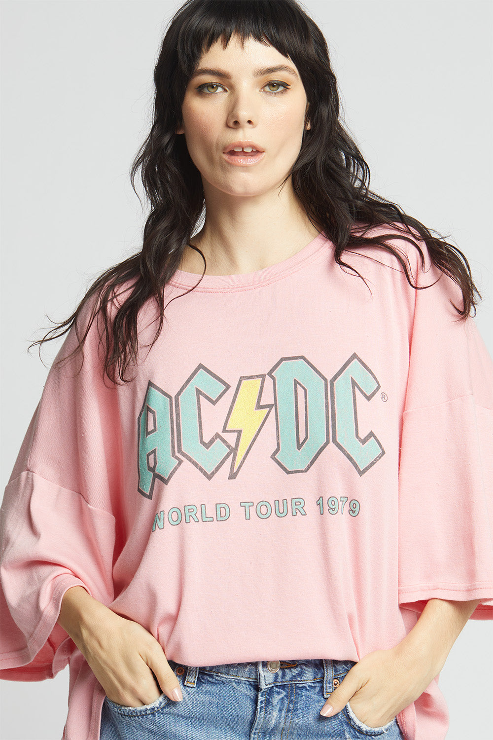 AC/DC 1979 World Tour Pink One Size Band Tee