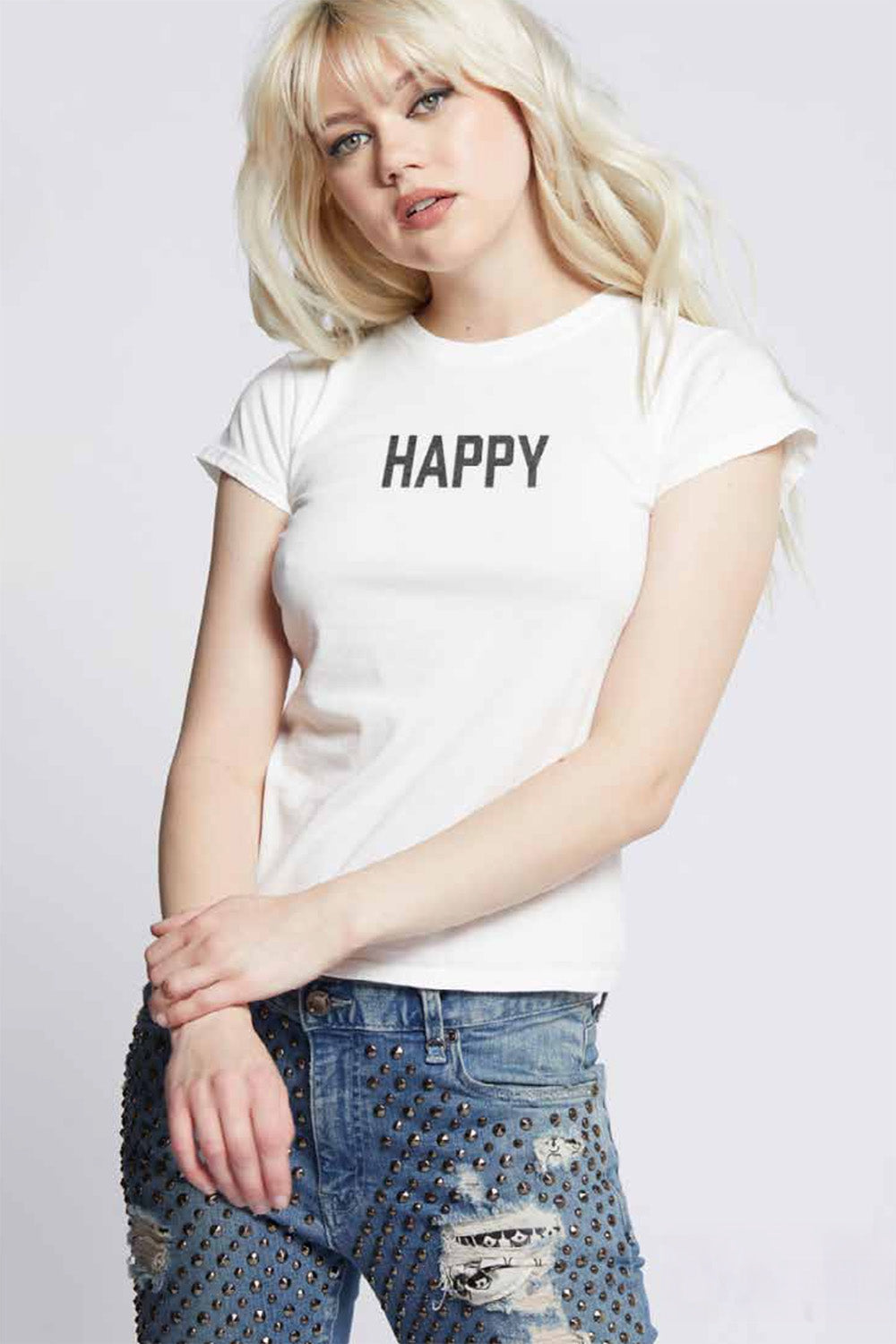HAPPY Embroidered Baby Tee