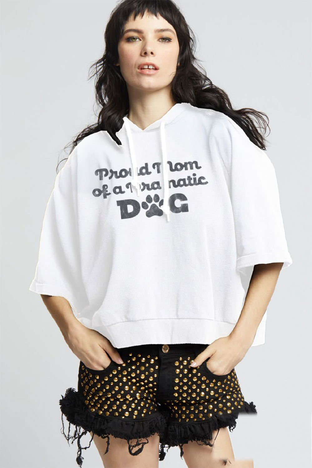 Proud Dog Mom Cropped Hoodie Tee
