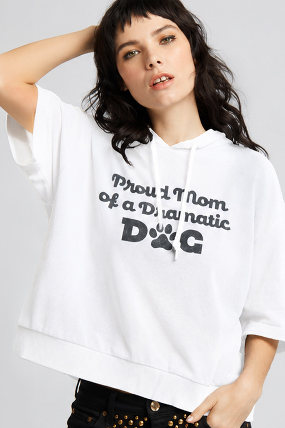 Proud Dog Mom Cropped Hoodie Tee