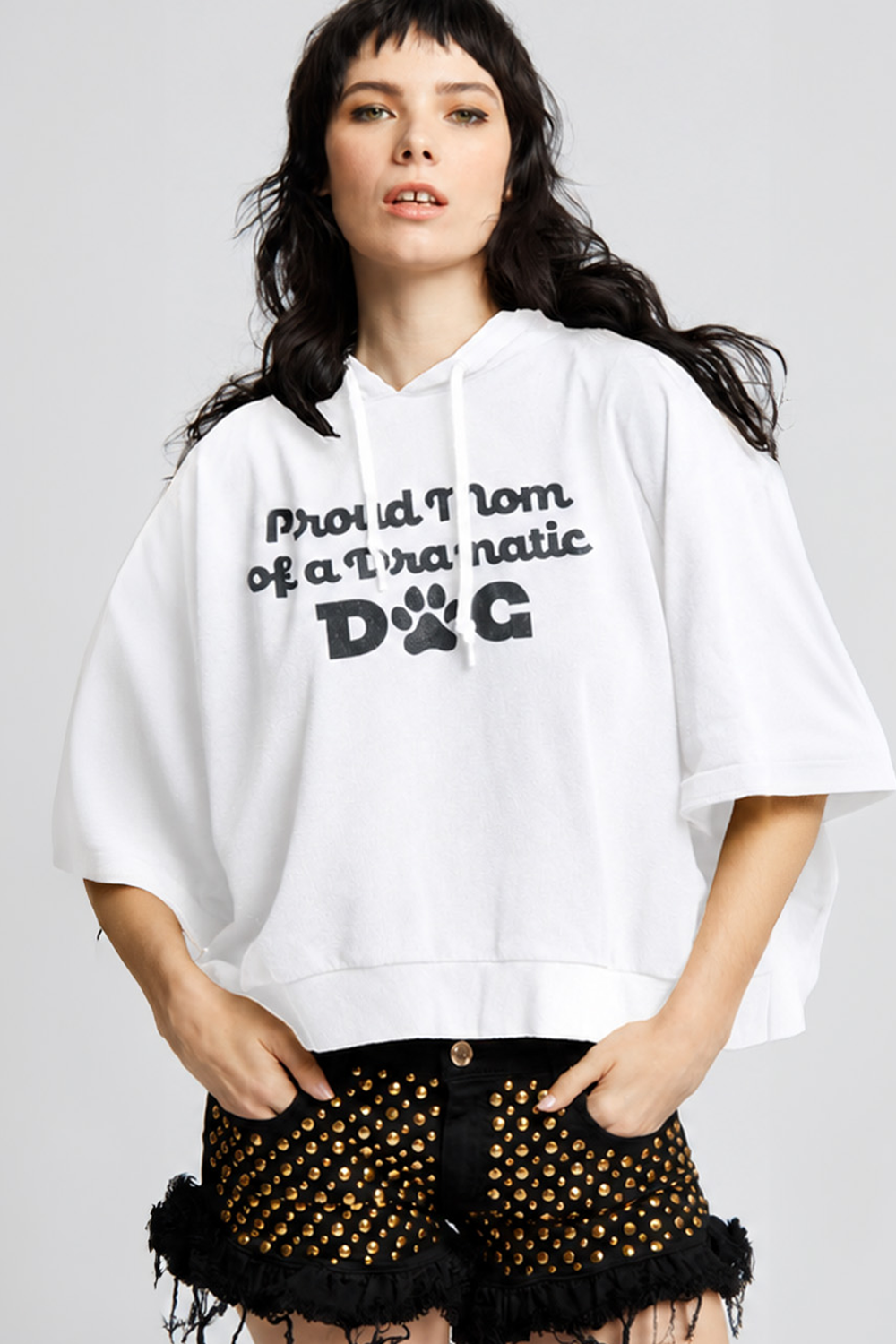 Proud Dog Mom Cropped Hoodie Tee