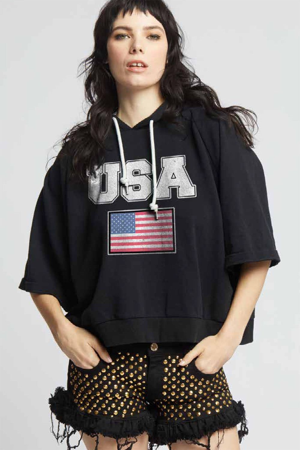 USA Cropped Hoodie