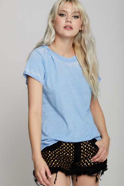 Washed Denim Burnout Tee