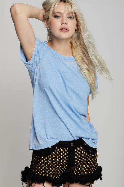 Washed Denim Burnout Tee