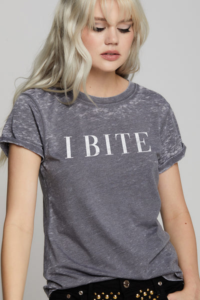 I Bite Gray Fitted Tee