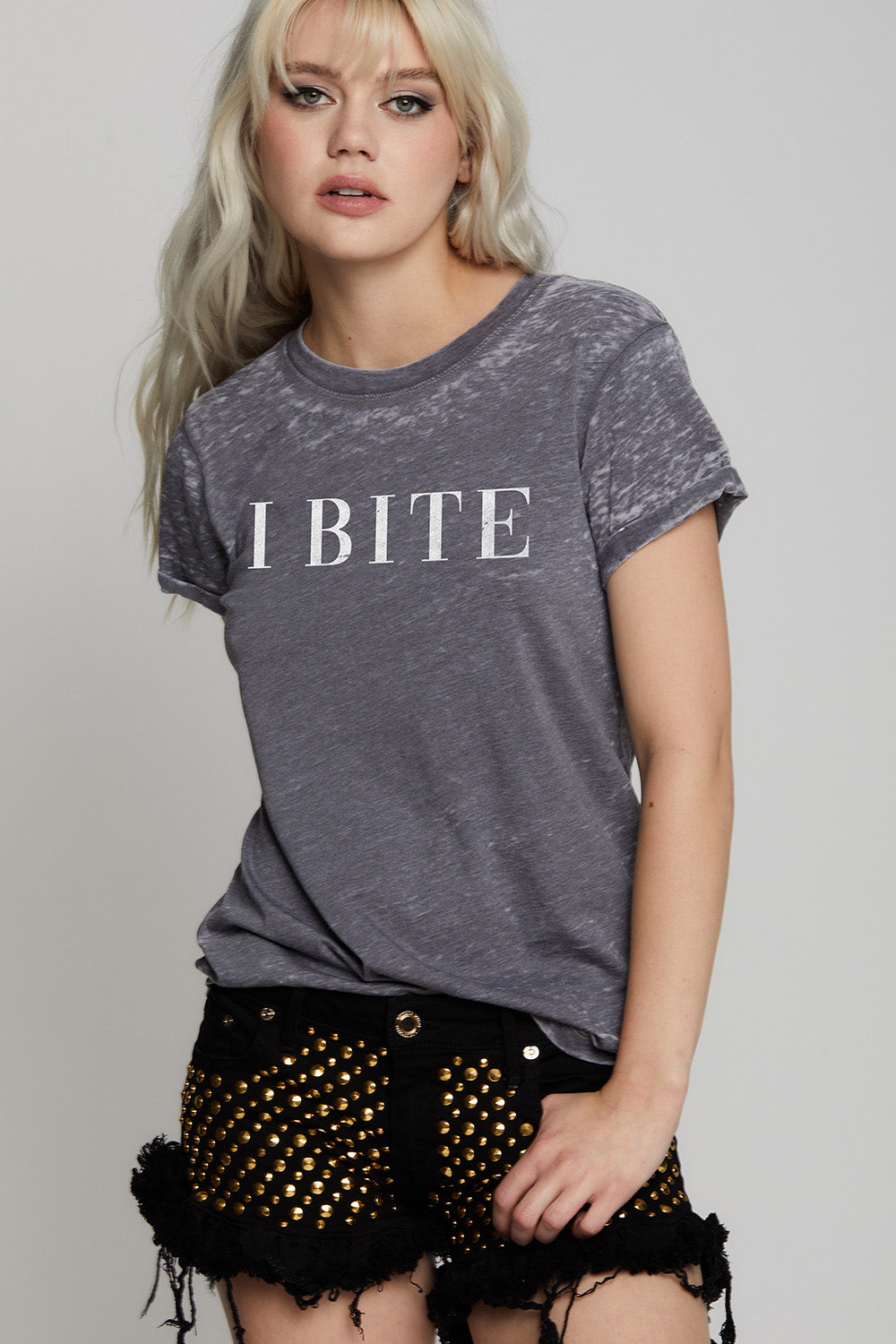 I Bite Gray Fitted Tee