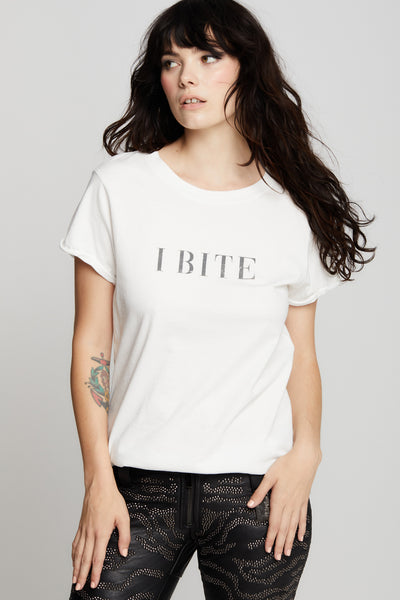I Bite White Fitted Tee