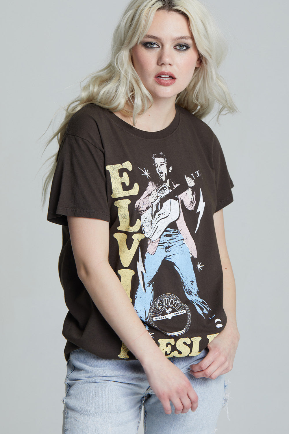 RECYCLED KARMA - ELVIS YOU'RE A HEARTBREAKER TEE (vintage blue)