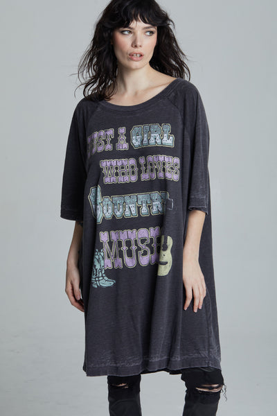 Girl Loves Country Music One Size T-Shirt Dress