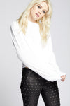 White Distressed Puff Sleeve